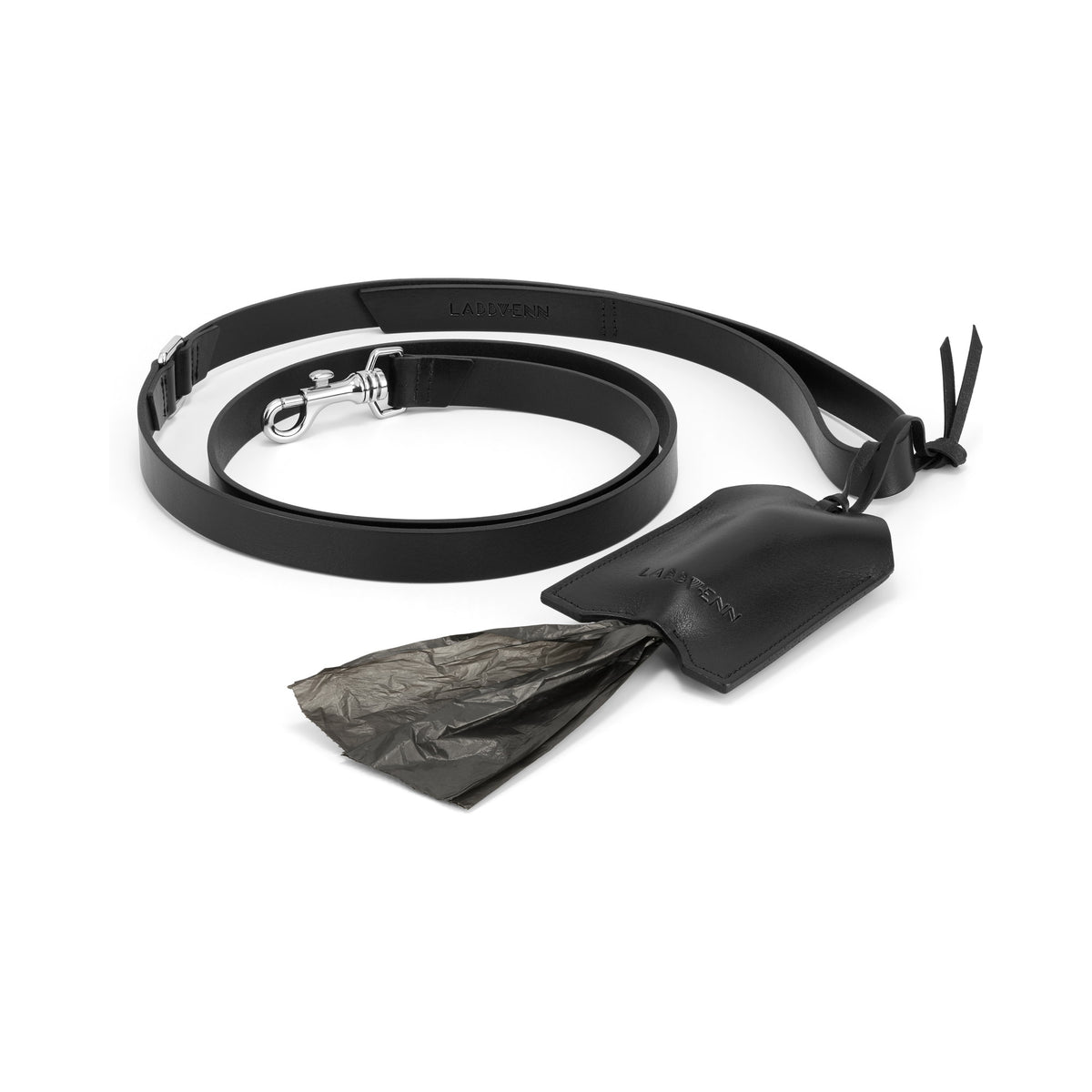 Lussa Leather Leash & Saku Poop Bag Holder Set
