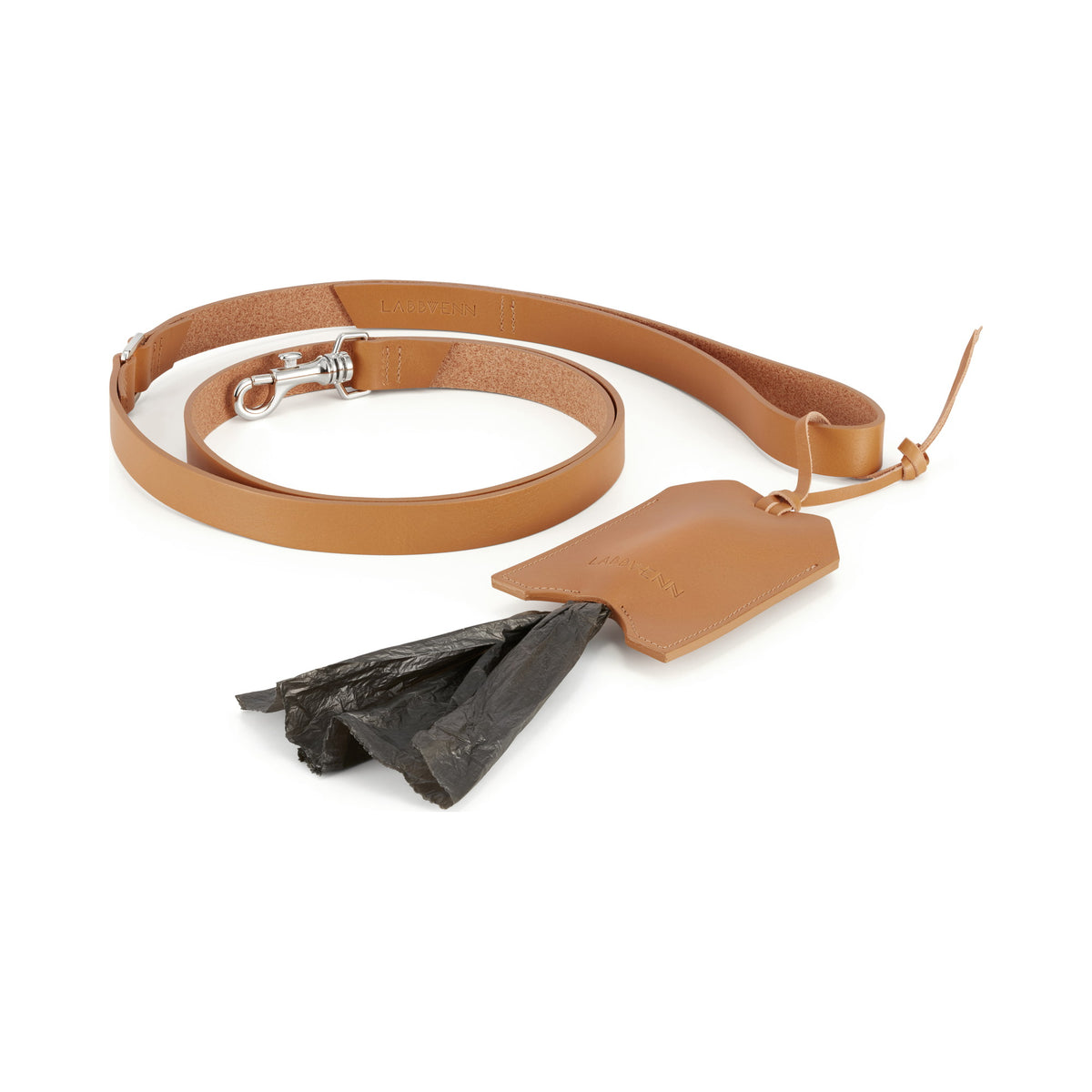 Lussa Leather Leash & Saku Poop Bag Holder Set