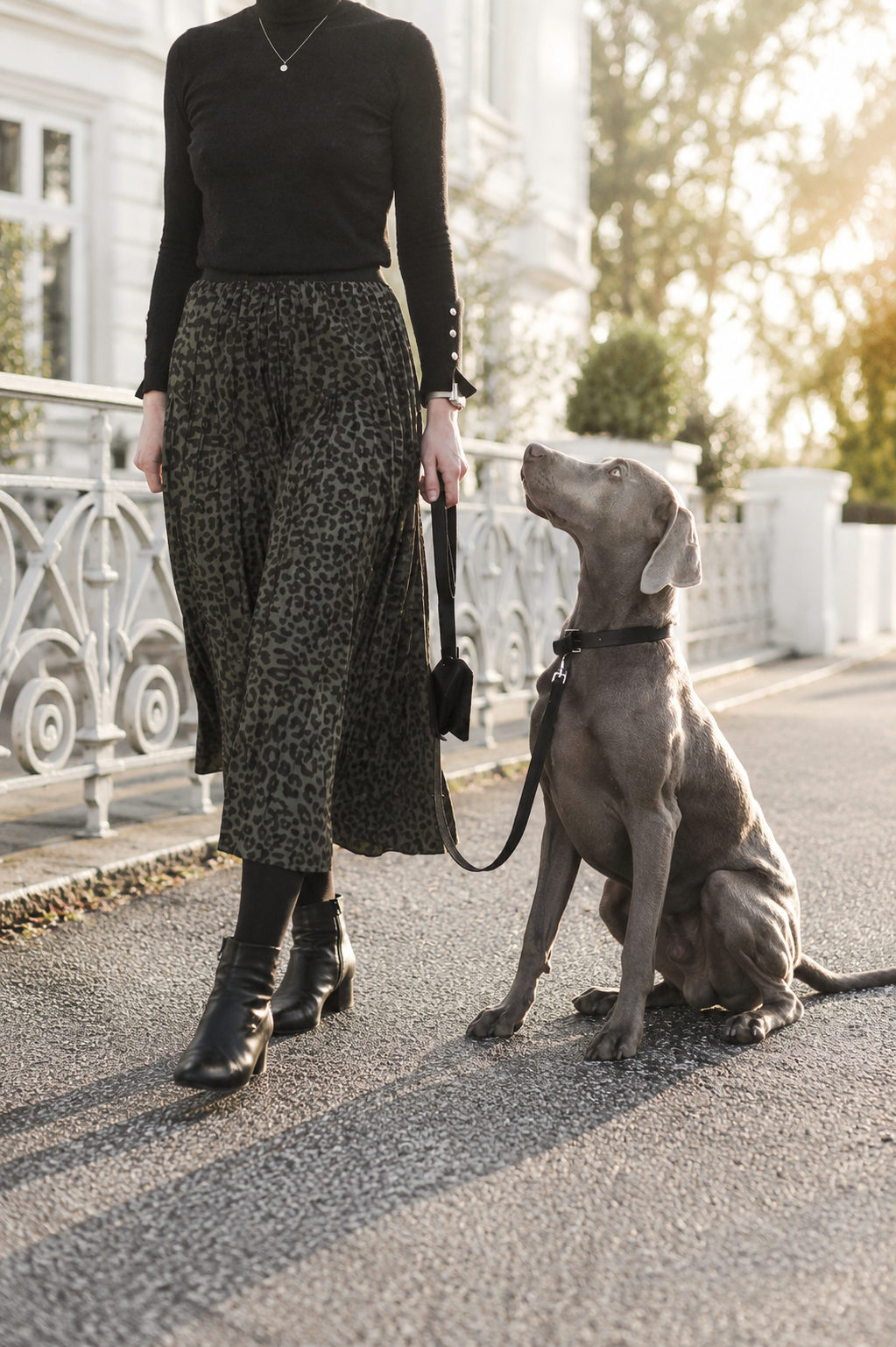 Lussa Leather Leash & Saku Poop Bag Holder Set